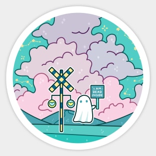 A ghost that says I am dead inside Sticker